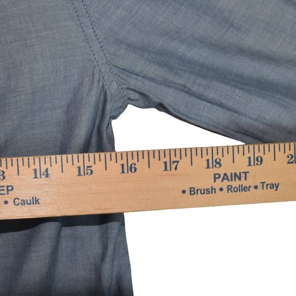 J.Crew Long Line Shirt Size XS Blue Chambray Pleated Front 100% Cotton - Picture 6 of 7